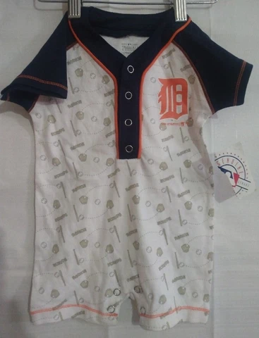 New MLB Detroit Tigers One Piece Romper Baseball Bats Glove Cotton Sleeper Cover