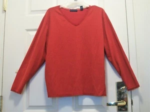 Karen Scott II rot Langarm 1X V-Ausschnitt dünne Rüschen um Ausschnitt und Ärmel - Bild 1 von 2