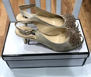 Alex Marie Gold fancy sparkly party wedding shoes size 6.5 worn once - Picture 1 of 6
