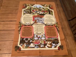 Tea Towel Old English Farmhouse Recipes Great Britain Cotton Vtg Souvenir - Picture 1 of 5