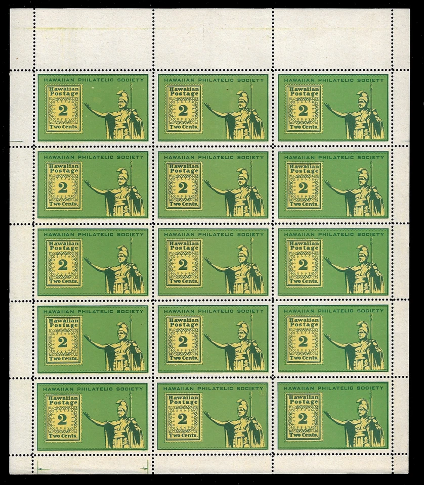 Hawaii - Hawaiian Philatelic Society Cinderella, Sheet,  2 Cent Poster Stamp MNH - Image 1 of 2