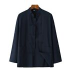 Chinese Tang Suit Jacket For Men Solid Color Shirt Blouse Cotton Linen Coat 80