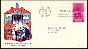 854-44 Washington Inauguration FDC, WSC Cachet, New York, NY, TA, OF - Picture 1 of 3