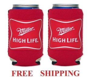 MILLER HIGH LIFE 2 BEER CAN HOLDERS COOLER COOZIE COOLIE KOOZIE HUGGIE NEW - Picture 1 of 1