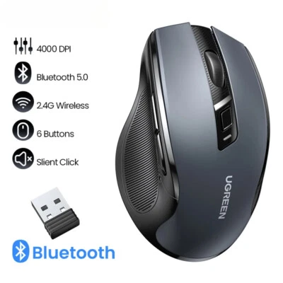 Wireless Mouse Bluetooth5.0 Mouse Ergonomic 4000DPI 6 Buttons Mouse For MacBook - Image 1 of 4