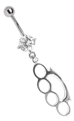 Gioiello Piercing Ombelicale Banana Con Zirconia E Ciondolo A Forma Di Anello - Immagine 1 di 2