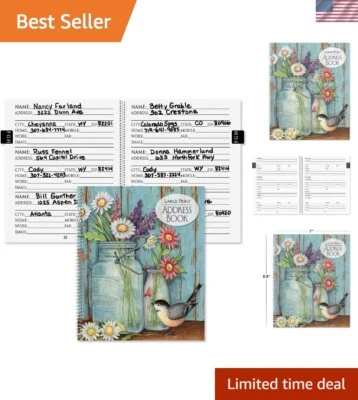 7" x 8.5" Multicolored Large Print Address Book - Spiral-Bound for Easy Access - Image 1 of 4