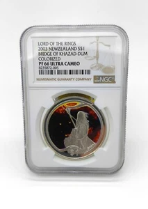 2003 New Zealand Silver 1 Dollar Lord of Rings, Bridge of Khazad Dum, NGC - Picture 1 of 2