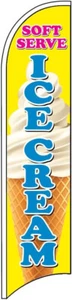 SOFT SERVIEREN EISCREME windstille Bande Flagge 2 x 11,5 Fuß hoch Feder Banner Schild yb - Bild 1 von 4