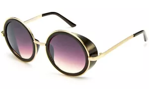 Round Floral Sunglasses Side Shield Circle Metal Frame Vintage Sunglasses Women - Picture 1 of 10