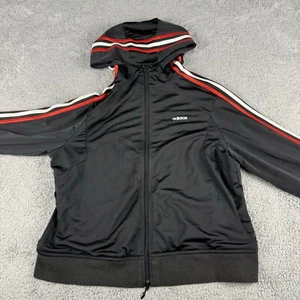 Vintage Adidas Trainingsjacke Herren MEDIUM schwarz gestreift Kapuze Full Zip Tracking - Bild 1 von 11