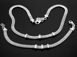 Schönes Sterlingsilber Mech Design Halsband Halskette und passendes Armband Set - Bild 1 von 4