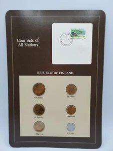 Coin Sets of All Nations - Republic of Finland Six 6 Coins, stamp, Info Card - Picture 1 of 6