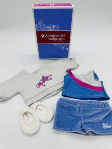 18" American Girl Doll 2-in-1 Gymnastics Outfit Sweatshirt Top Shorts Shoes - Picture 1 of 6