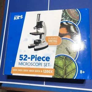 NEW AMSCOPE KIDS 52 PIECE MICROSCOPE SET 120X-1200X STARTER KIT NIB - Picture 1 of 7