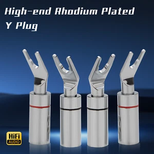 Conector de cable de altavoz enchapado en cobre rodio de 4 piezas enchufe de pala de audio de alta gama Y hágalo usted mismo - Imagen 1 de 14