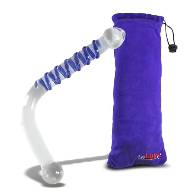 LeLuv Glass Double-ended Swirled Bent Wand Spinner Dildo - Image 1 of 4