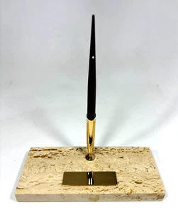 Vintage Sheaffer TR2 Travertine Marble Stone Desk Set Base Ballpoint Pen Holder - Picture 1 of 7