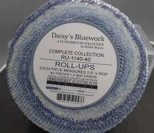 Robert Kaufman Roll Up/Jelly Roll - DAISY'S BLUEWORK RU-1140-40 NEW (b5) - Picture 1 of 3