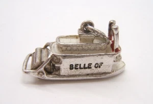 VTG STERLING SILVER & ENAMEL CHARM BELLE OF LOUISVILLE RIVERBOAT 3-D PADDLE MOVE - Picture 1 of 4