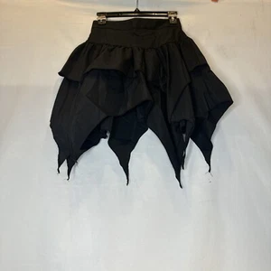 Black Skirt Punk Gothic Witchy Layered Ruffle Rave Club SM MED High Waist Zip - Picture 1 of 6