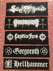 Black Metal Superstrip XL Back Patch Hellhammer Dissection Gorgoroth 666 - Imagen 1 de 2