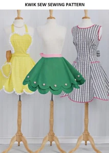 Delantales completos y medio retro Kwik Sew vintage década de 1950 patrón de costura K4298 talla S-M-L - Imagen 1 de 7