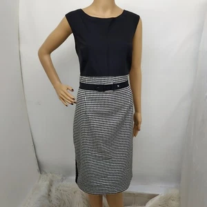 VESTIDO VAINA FALDA PATA DE GALLO BLANCO Y NEGRO "WHITE HOUSE BLACK MARKET" TALLA:14 NUEVO CON ETIQUETAS - Imagen 1 de 5