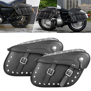 Motorcycle Side Saddle Bags Black Luggage For Harley Electra Street Glide - Picture 1 of 12