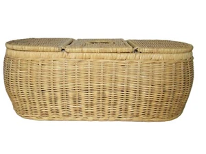 Natural Wicker Toilet Paper & Tissue Box Holder Bathroom Decor Vintage - Picture 1 of 6