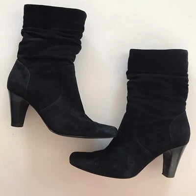 Coldwater Creek Suede Leather Boots, Womens Size 6M, Black, 3” Heel, 9” Zipper - Image 1 of 4