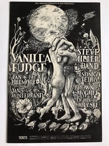 Vanilla Fudge Steve Miller Band 1968 Bill Graham Fillmore BG101 Postcard - Picture 1 of 2