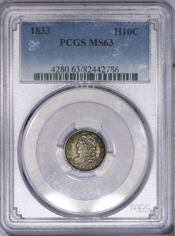 1833 Capped Bust Half Dime H10c PCGS MS63 - Super original! Cover