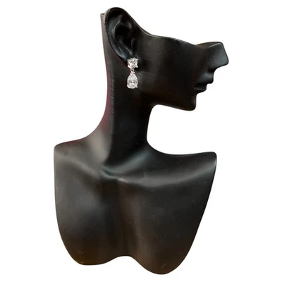 orecchini pendente donna argento 925 anallergico goccia punto luce - Immagine 1 di 3