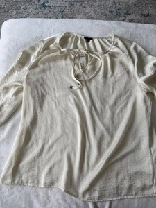 Talbots NEW Ivory Tie-front Silky Long-sleeve Blouse Plus Size 18 E80 - Picture 1 of 7