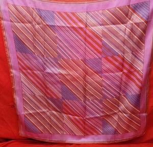 Vintage Echo Scarf Pink Orange Purple White Geometric Retro Style Fashion - Picture 1 of 3