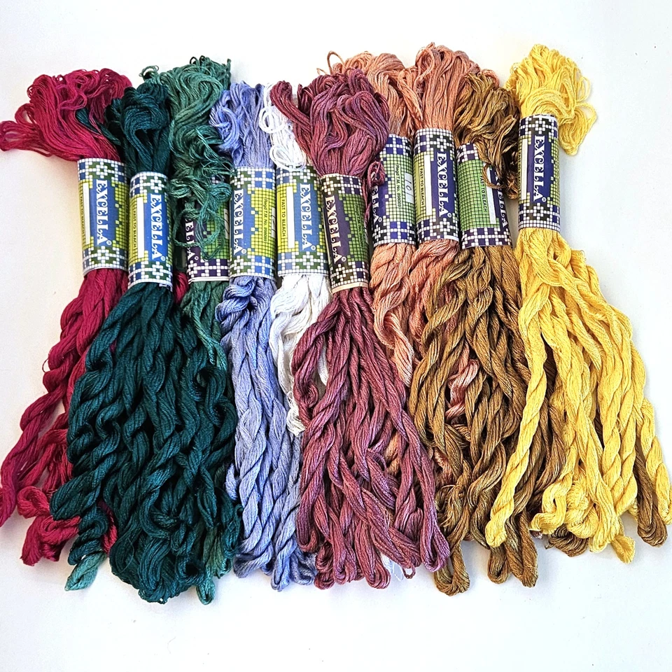 100 SK THREADNANNY EXCELLA SILKY SATIN EMBROIDERY THREADS: VARIETY OF COLORS  BM - Image 1 of 1