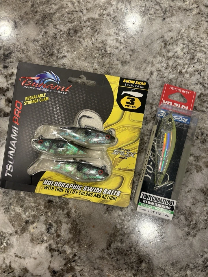 Cebos holográficos Tsunami Pro Swim Shad y cebo Yo-zuri Twitch hundimiento lento Foto 1 de 4