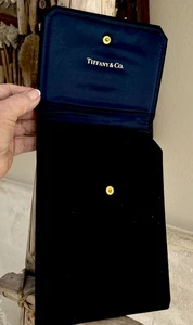 Tiffany & Co großes schwarzes Wildleder blau Satin leer Halskette Etui 6x9" Vintage - Bild 1 von 8