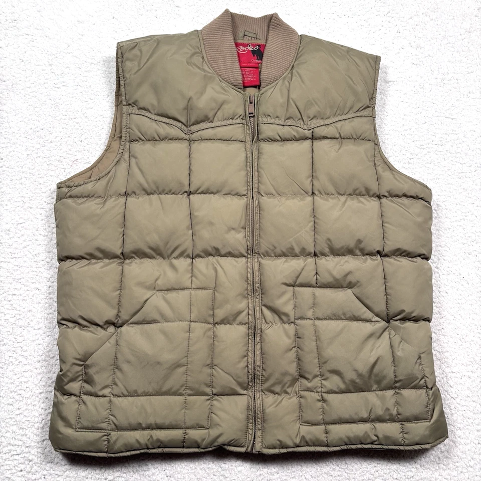 Родео одежды Western желтовато-коричневый пуховик жилет мужчин XL вниз смесь молнии ковбой работы ранчо - Изображение 1 из 4