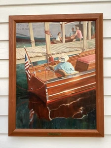 Lago Winnipesaukee Mailboat Sophie C, pintura al óleo firmada Marilyn - Imagen 1 de 12