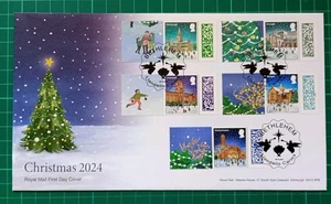 2024 Christmas Set of 5 Smiler Values on FDC Bethlehem Llandeilo Postmark - Picture 1 of 2