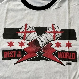 CM Punk Ringer T-Shirt Mens 2XL White Wrestling AEW Best in the World WWE Y2K - Picture 1 of 3