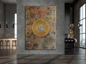 Abstraktes, unikates Leinwandbild "ATLAS", mit Blattgoldveredlung. 140x100x4 - Bild 1 von 15