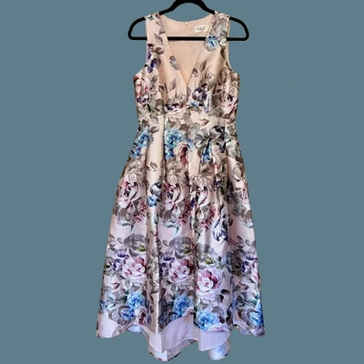 NWOT Eliza J Floral High Low Cocktail Party  Dress Gown Size 8 - Image 1 of 4