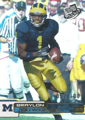 BRAYLON EDWARDS 2005 PRESS PASS REFLECTORS PROOF SERIAL #057/100 WOLVERINES - Image 1 of 2