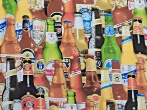 Benartex Man Cave Beer Bottle cotton quilt fabric 2 + yards - Picture 1 of 2