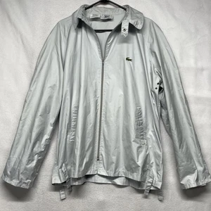 VINTAGE IZOD Lacoste Jacket Mens Large Gray Windbreaker Zip Made in Japan 80s - Picture 1 of 16