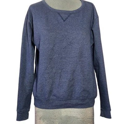 Sudadera Pullover Azul Suave Mezcla Algodón Talla Mediana  Foto 1 de 4