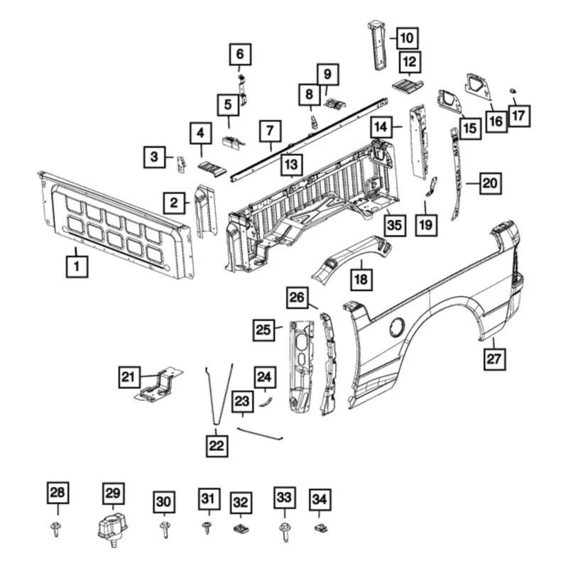 For Ram 3500 2019-2024 Mopar 68365025AA Box Side Outer Panel Foto 1 de 1